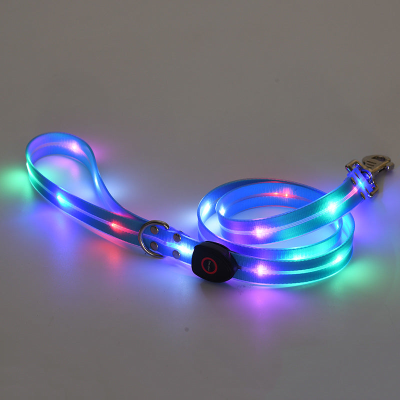 LED Luminous Collar Rechargeable Pet Collar Nylon Tow Rope
